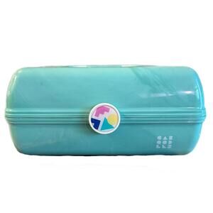 Caboodle Vintage Teal Marble Swirl Carry All Cosmetic Case Make Up Organizer